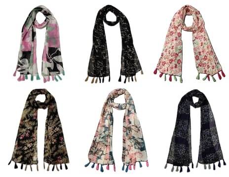 stolevilla Multi Printed Poly Cotton Yarn Stoles ( Pack of 6 ) stolevilla Multi Printed Poly Cotton Yarn Stoles ( Pack of 6 )