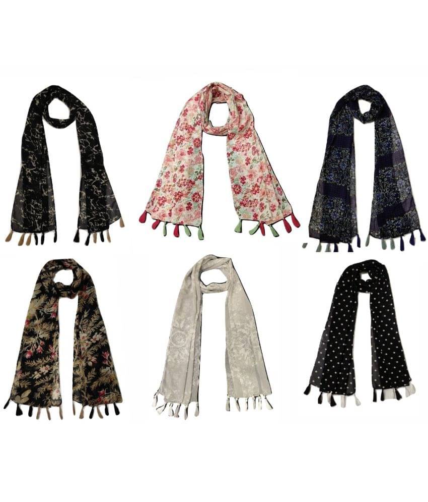     			stolevilla Multi Printed Poly Cotton Yarn Stoles ( Pack of 6 )