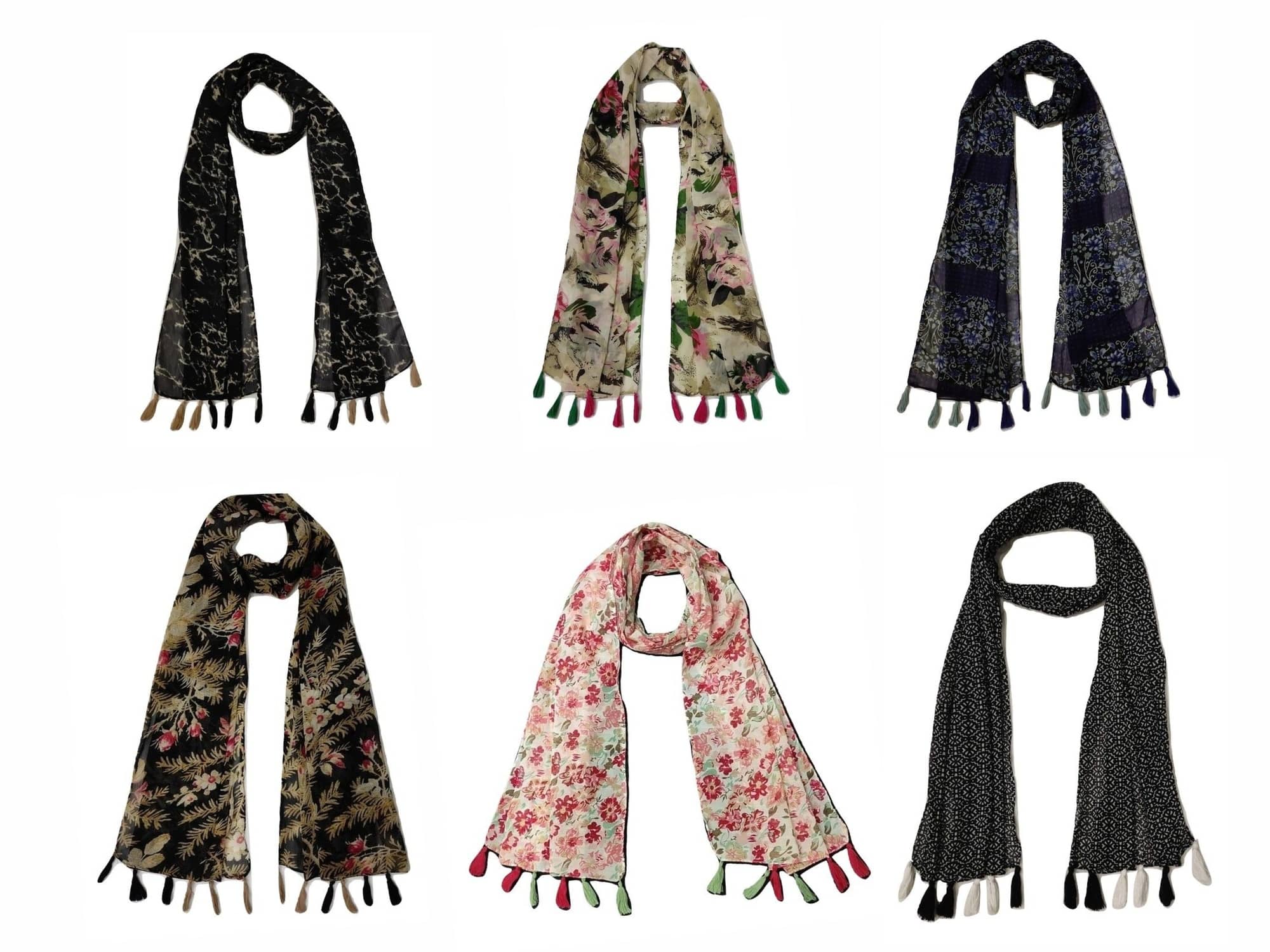 stolevilla Multi Printed Poly Cotton Yarn Stoles ( Pack of 6 ) - Dupattas & Shawls | Buy online on ZillyBuy