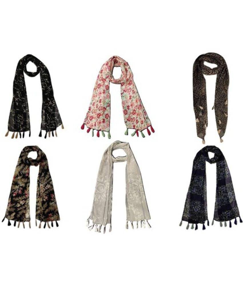 stolevilla Multi Printed Poly Cotton Yarn Stoles ( Pack of 6 ) stolevilla Multi Printed Poly Cotton Yarn Stoles ( Pack of 6 )