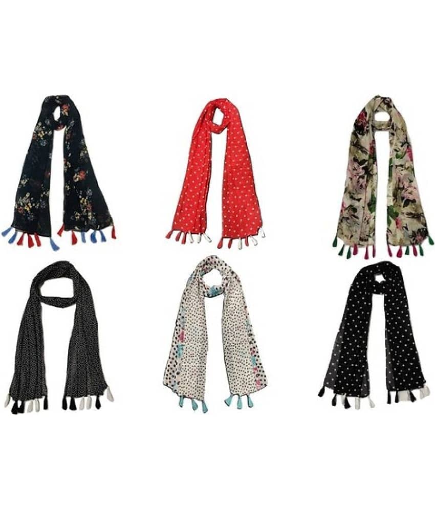 stolevilla Multi Printed Poly Cotton Yarn Stoles ( Pack of 6 ) - Dupattas & Shawls | Buy online on ZillyBuy