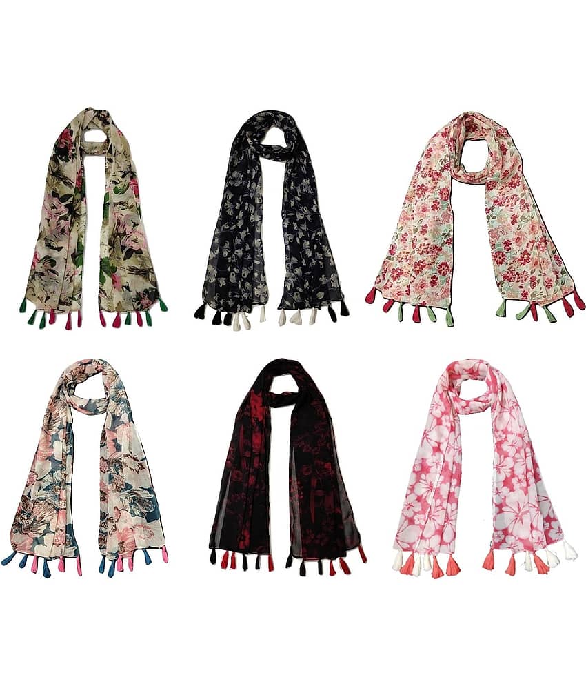 stolevilla Multi Printed Poly Cotton Yarn Stoles ( Pack of 6 ) - Dupattas & Shawls | Buy online on ZillyBuy