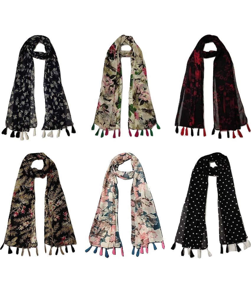 stolevilla Multi Printed Poly Cotton Yarn Stoles ( Pack of 6 ) - Dupattas & Shawls | Buy online on ZillyBuy