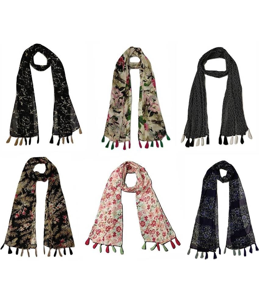 stolevilla Multi Printed Poly Cotton Yarn Stoles ( Pack of 6 ) - Dupattas & Shawls | Buy online on ZillyBuy