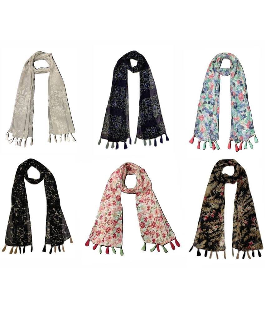     			stolevilla Multi Printed Poly Cotton Yarn Stoles ( Pack of 6 )
