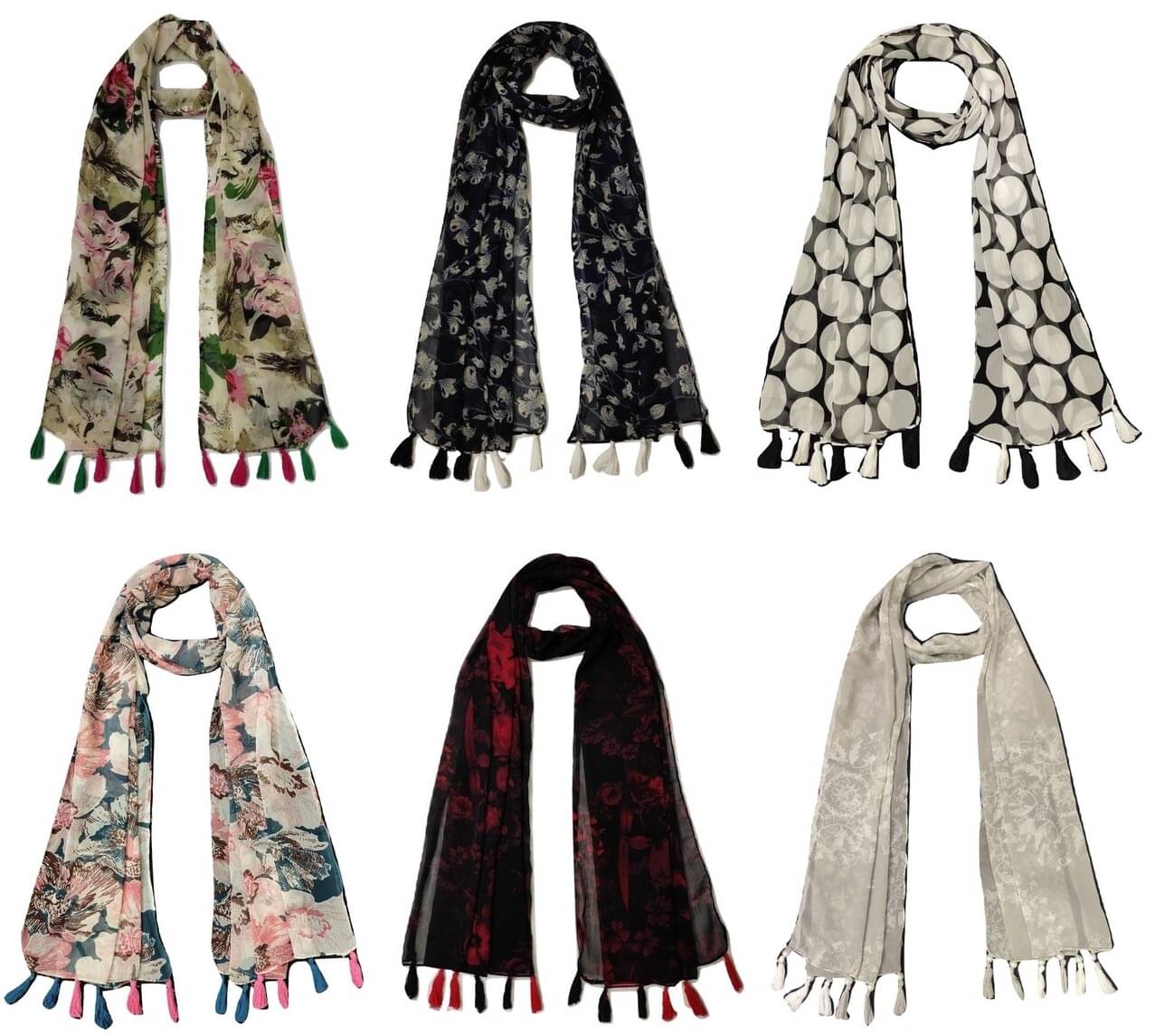 stolevilla Multi Printed Poly Cotton Yarn Stoles ( Pack of 6 ) stolevilla Multi Printed Poly Cotton Yarn Stoles ( Pack of 6 )