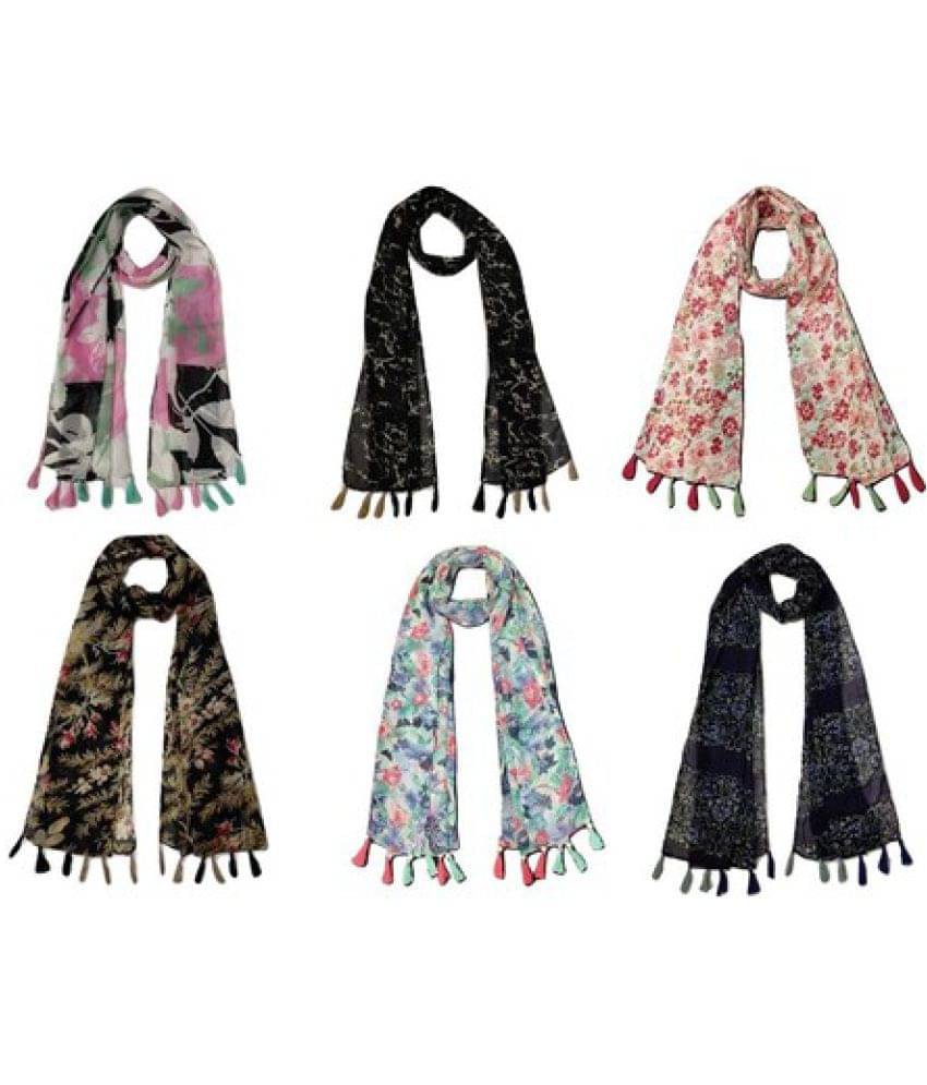 stolevilla Multi Printed Poly Cotton Yarn Stoles ( Pack of 6 ) stolevilla Multi Printed Poly Cotton Yarn Stoles ( Pack of 6 )