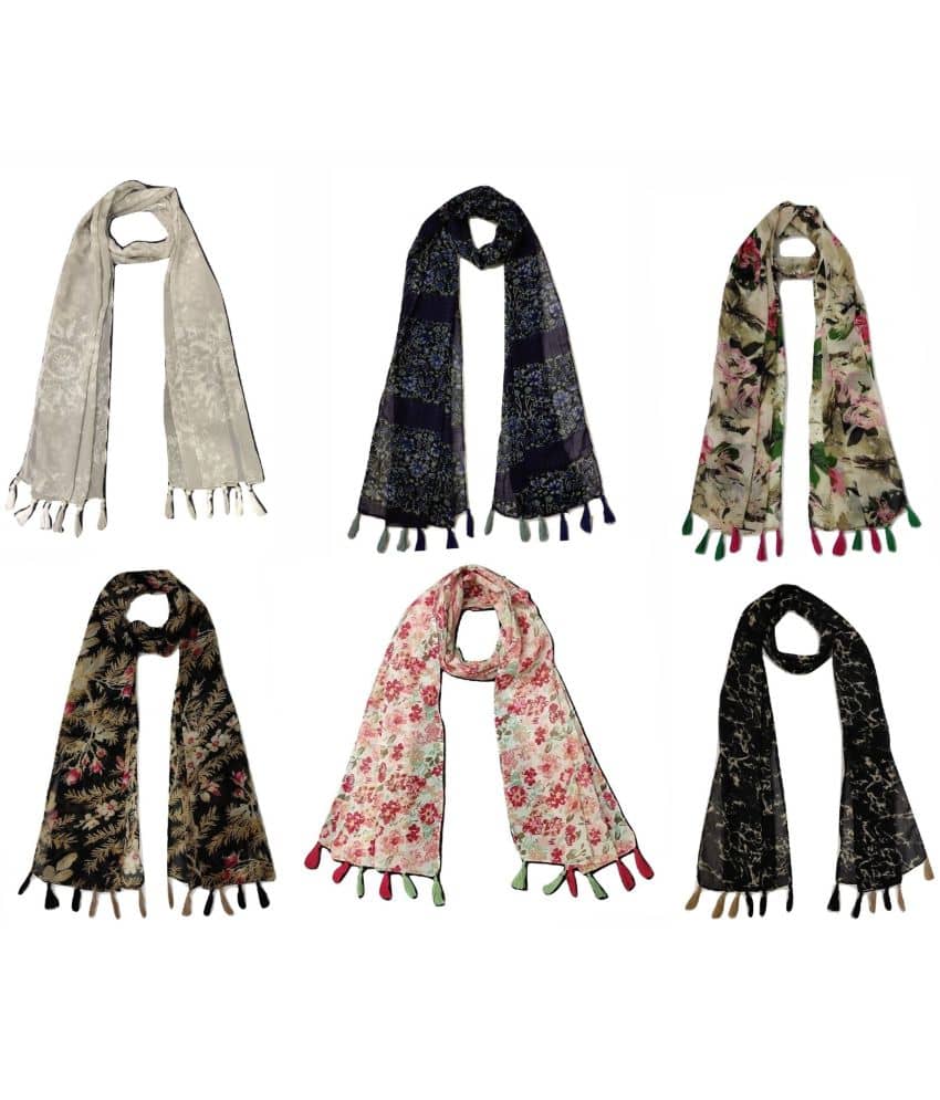 stolevilla Multi Printed Poly Cotton Yarn Stoles ( Pack of 6 ) - Dupattas & Shawls | Buy online on ZillyBuy