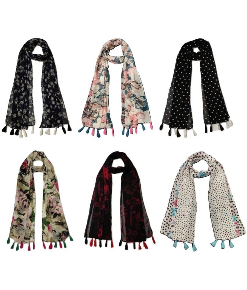 stolevilla Multi Printed Poly Cotton Yarn Stoles ( Pack of 6 ) - Dupattas & Shawls | Buy online on ZillyBuy