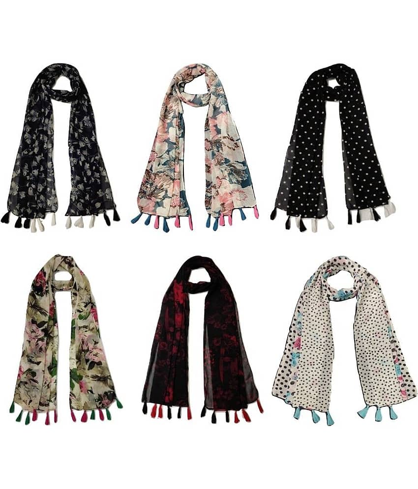 stolevilla Multi Printed Poly Cotton Yarn Stoles ( Pack of 6 ) - Dupattas & Shawls | Buy online on ZillyBuy