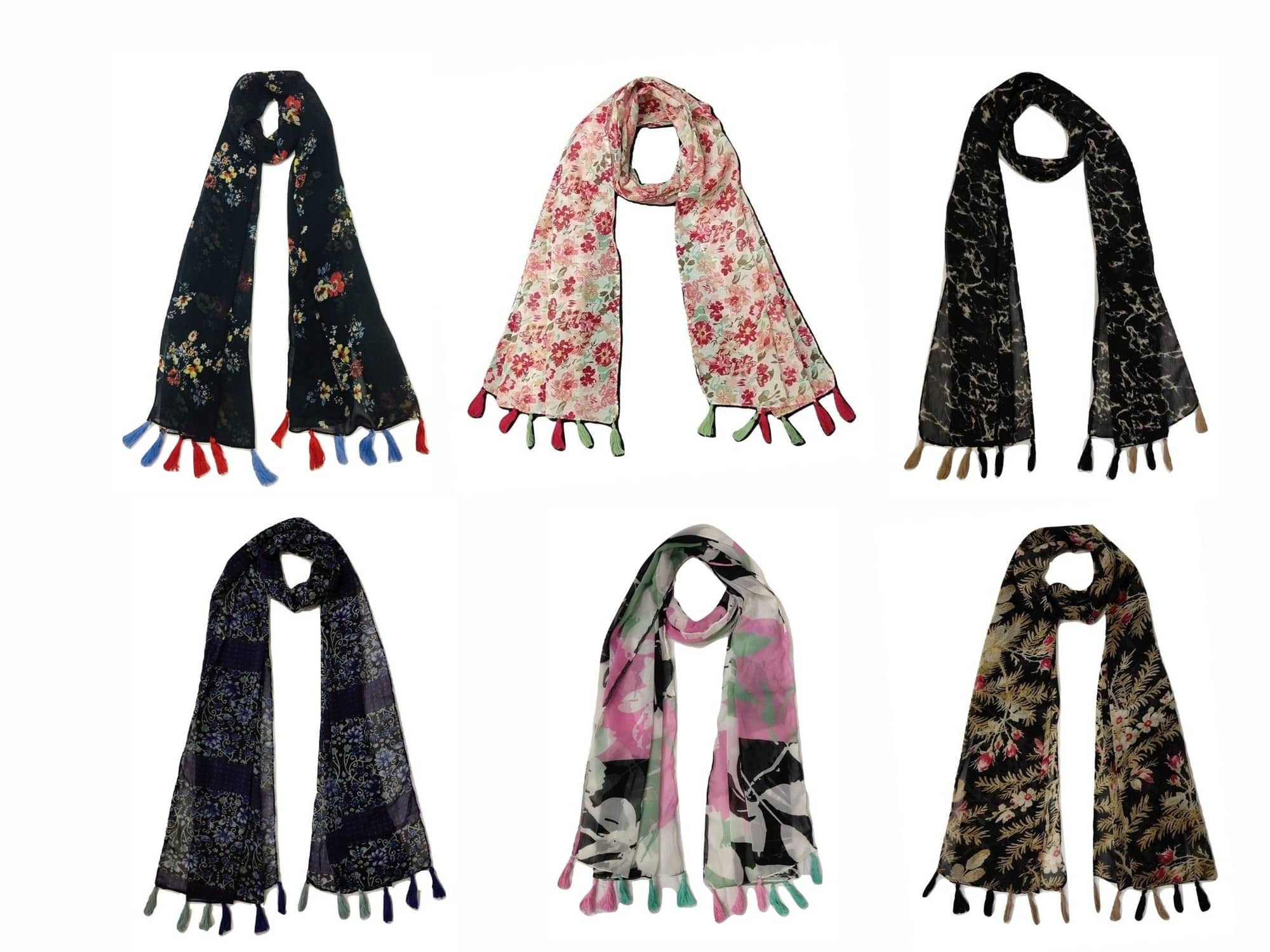 stolevilla Multi Printed Poly Cotton Yarn Stoles ( Pack of 6 ) - Dupattas & Shawls | Buy online on ZillyBuy