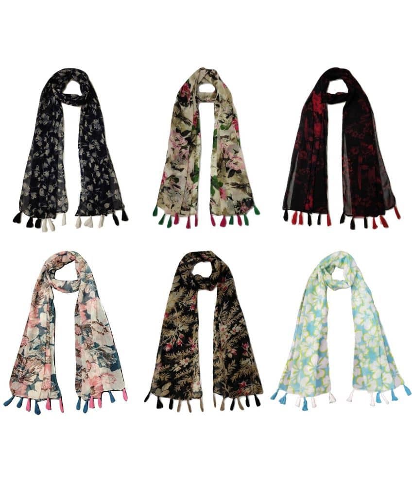 stolevilla Multi Printed Poly Cotton Yarn Stoles ( Pack of 6 ) - Dupattas & Shawls | Buy online on ZillyBuy