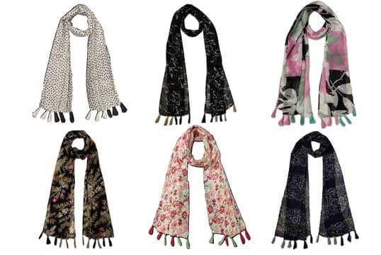 stolevilla Multi Printed Poly Cotton Yarn Stoles ( Pack of 6 ) - Dupattas & Shawls | Buy online on ZillyBuy