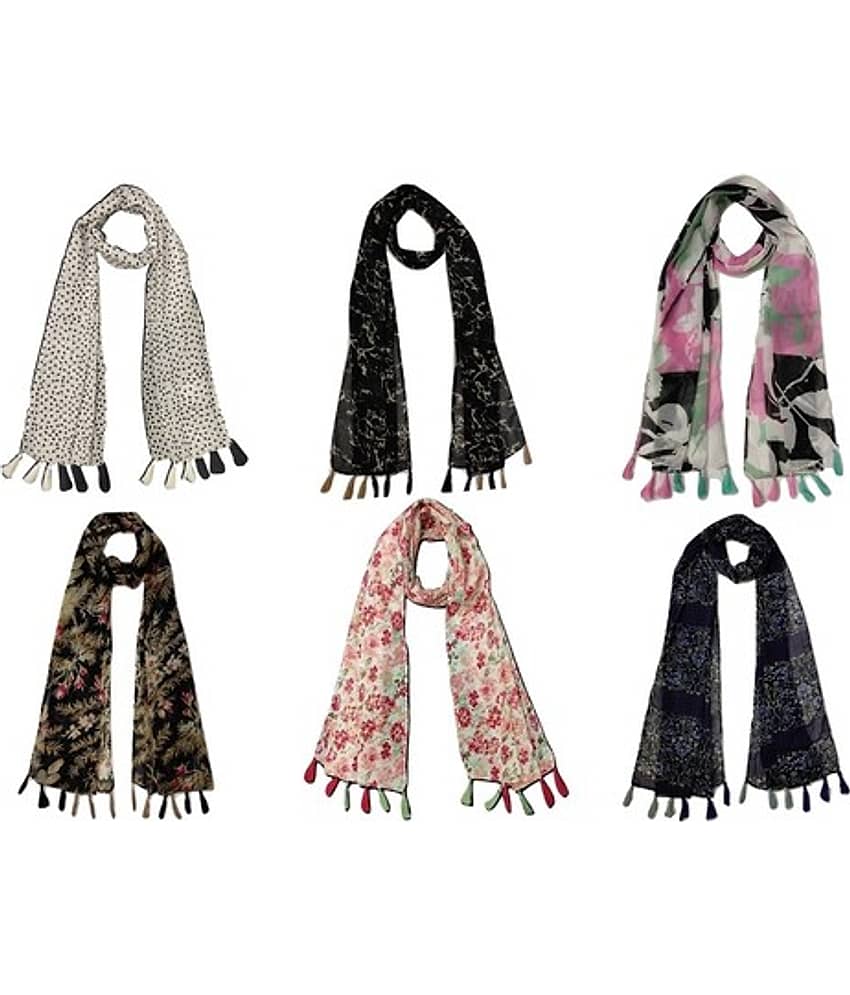 stolevilla Multi Printed Poly Cotton Yarn Stoles ( Pack of 6 ) - Dupattas & Shawls | Buy online on ZillyBuy