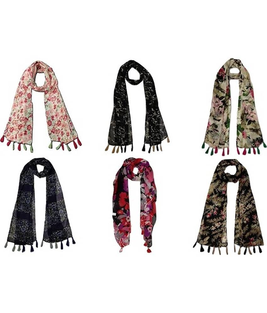 stolevilla Multi Printed Poly Cotton Yarn Stoles ( Pack of 6 ) - Dupattas & Shawls | Buy online on ZillyBuy