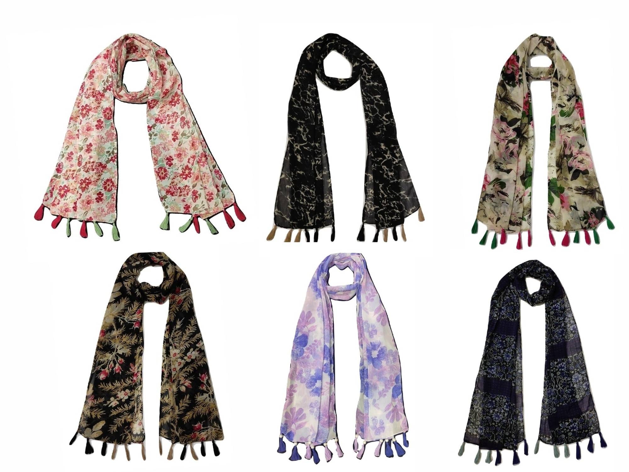 stolevilla Multi Printed Poly Cotton Yarn Stoles ( Pack of 6 ) - Dupattas & Shawls | Buy online on ZillyBuy