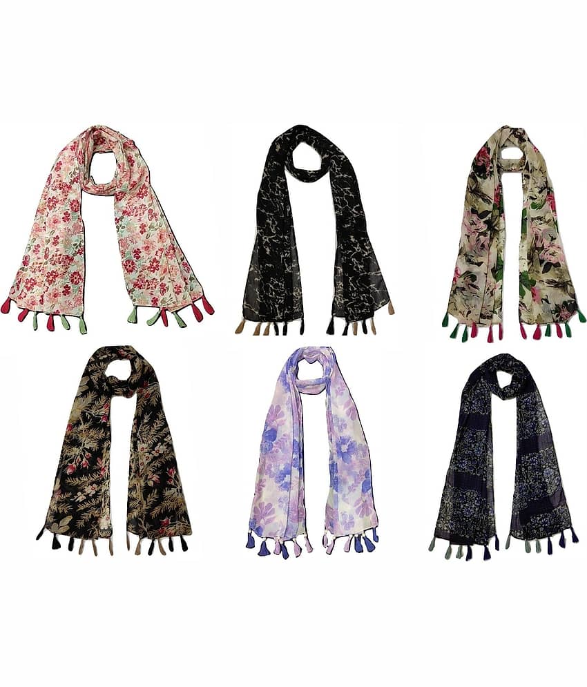 stolevilla Multi Printed Poly Cotton Yarn Stoles ( Pack of 6 ) - Dupattas & Shawls | Buy online on ZillyBuy