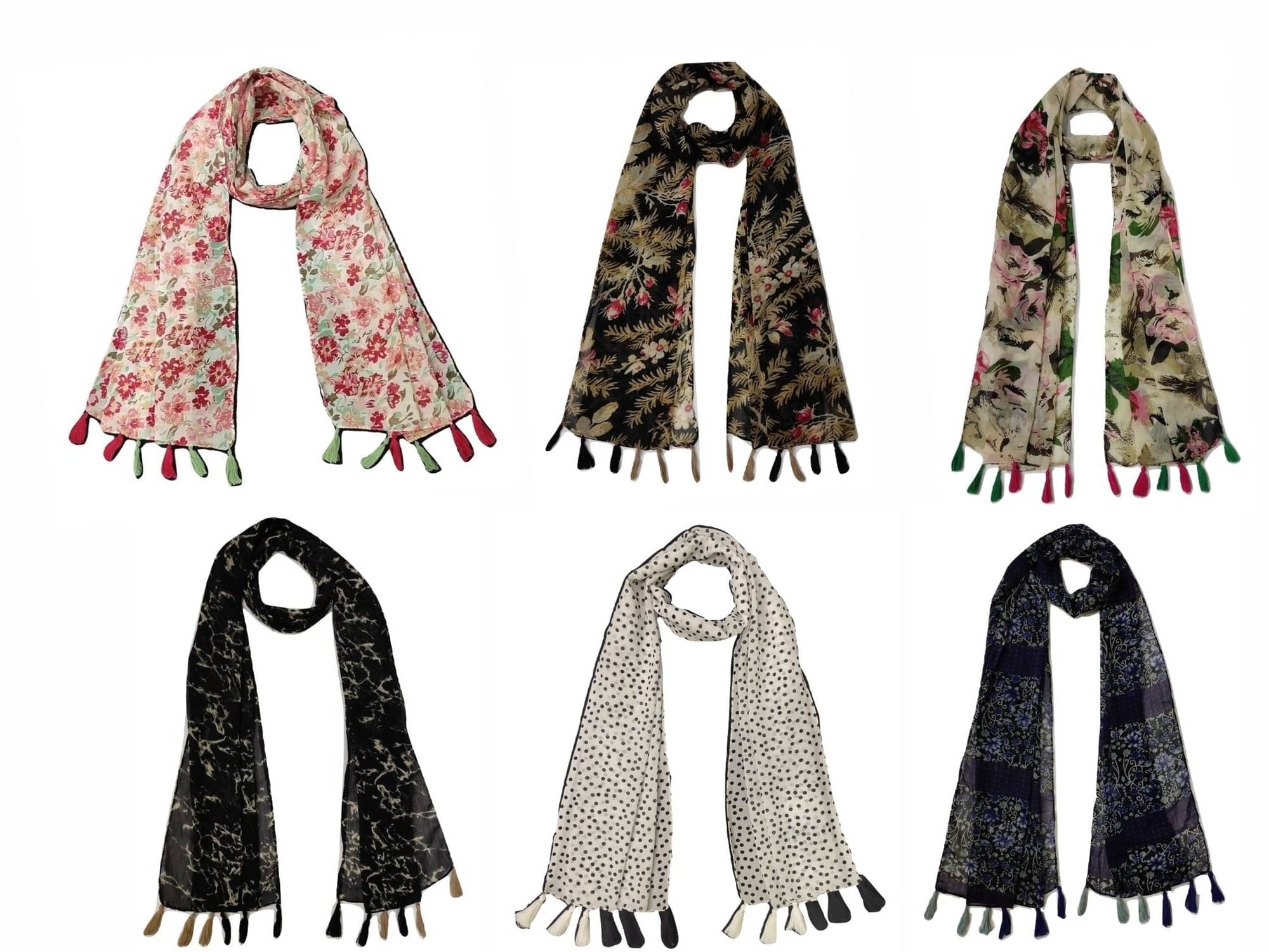 stolevilla Multi Printed Poly Cotton Yarn Stoles ( Pack of 6 ) stolevilla Multi Printed Poly Cotton Yarn Stoles ( Pack of 6 )