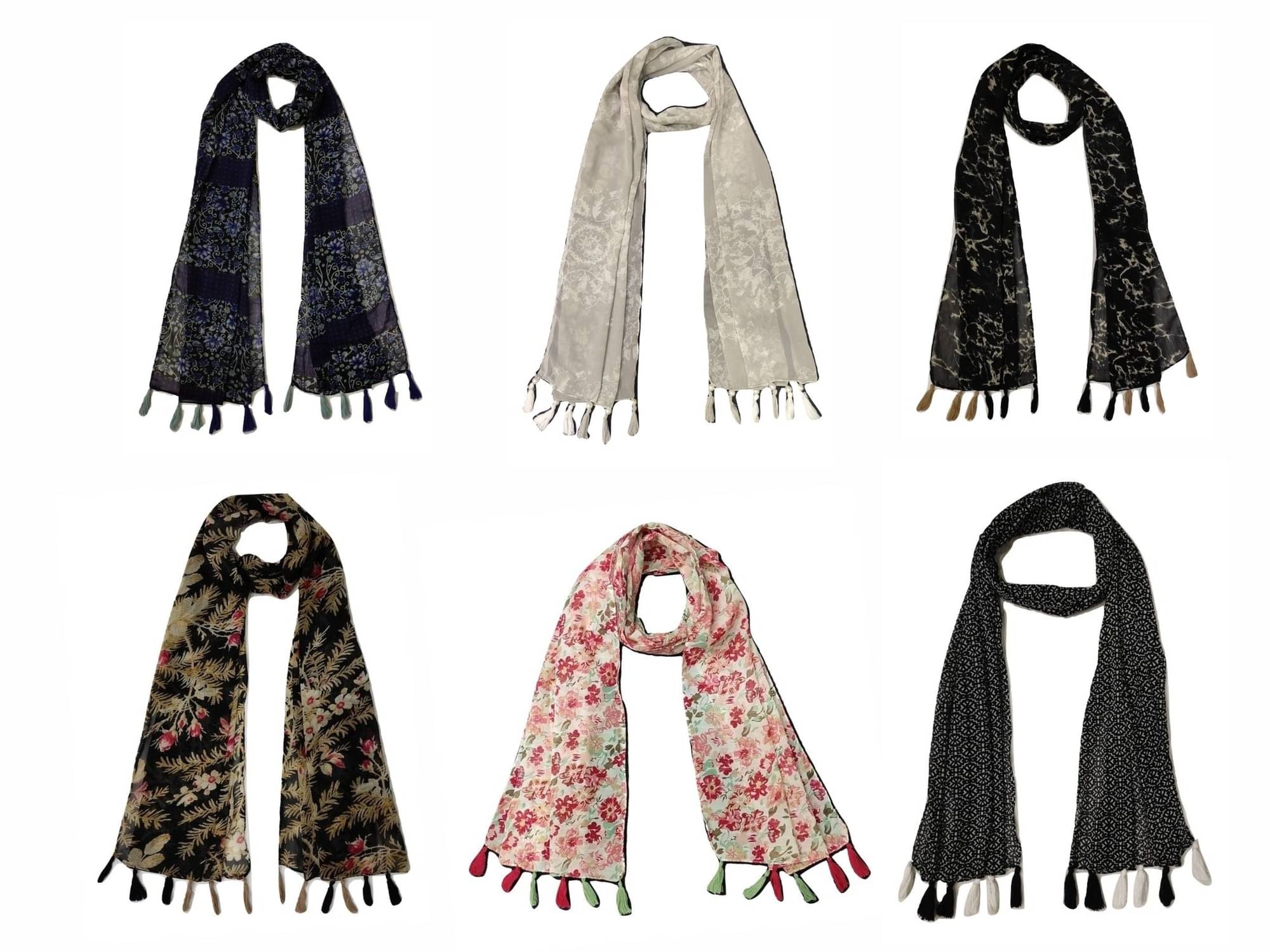 stolevilla Multi Printed Poly Cotton Yarn Stoles ( Pack of 6 ) stolevilla Multi Printed Poly Cotton Yarn Stoles ( Pack of 6 )
