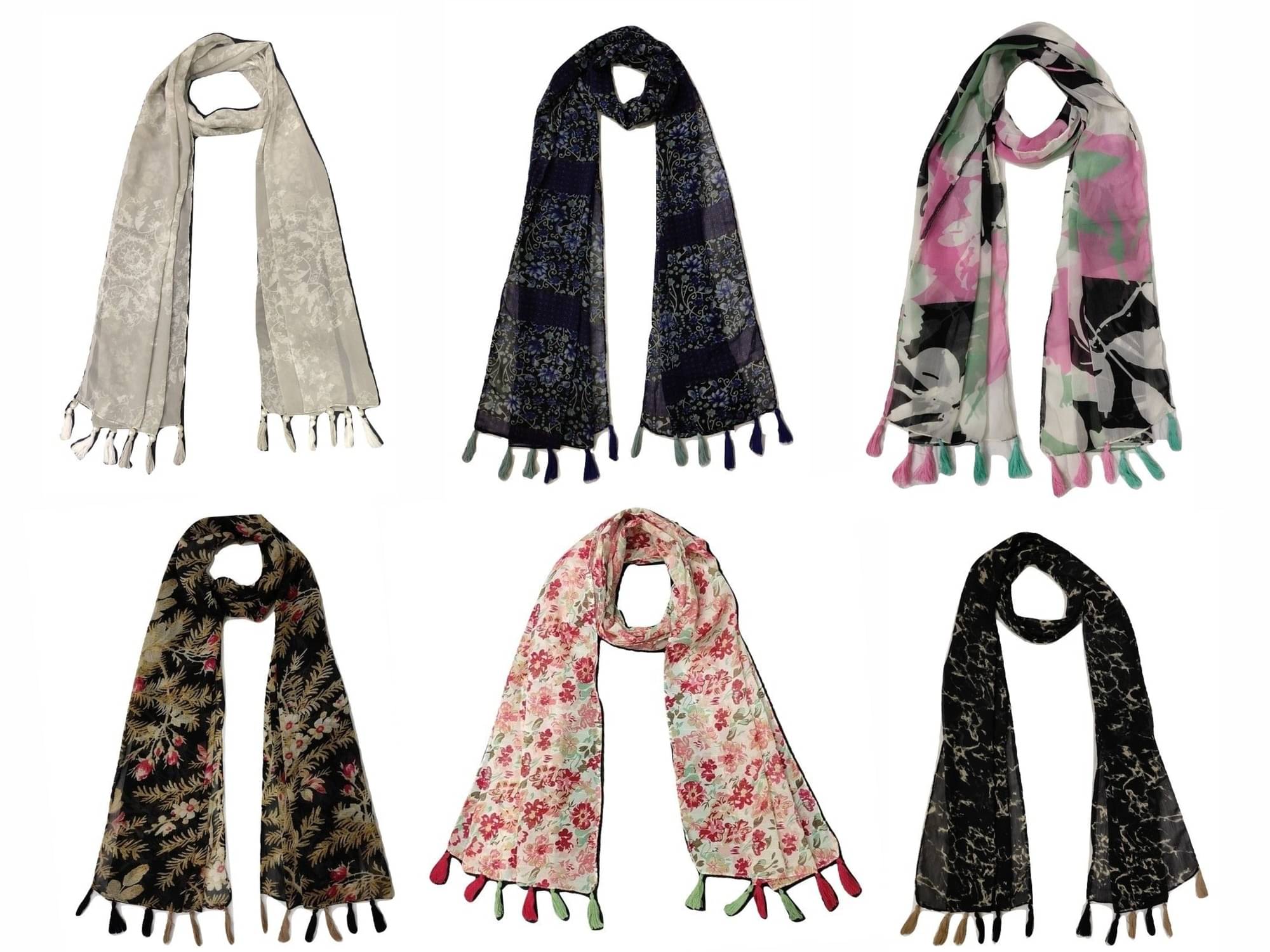     			stolevilla Multi Printed Poly Cotton Yarn Stoles ( Pack of 6 )