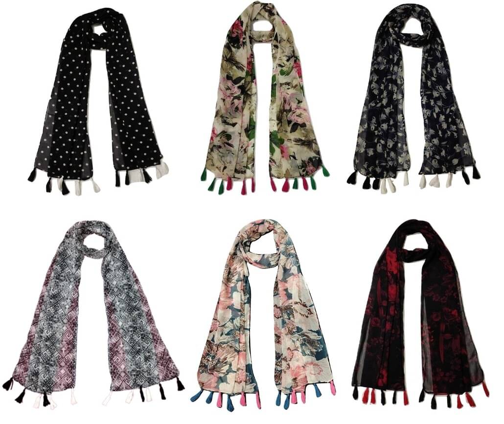 stolevilla Multi Printed Poly Cotton Yarn Stoles ( Pack of 6 ) stolevilla Multi Printed Poly Cotton Yarn Stoles ( Pack of 6 )