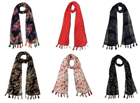 stolevilla Multi Printed Poly Cotton Yarn Stoles ( Pack of 6 ) - Dupattas & Shawls | Buy online on ZillyBuy