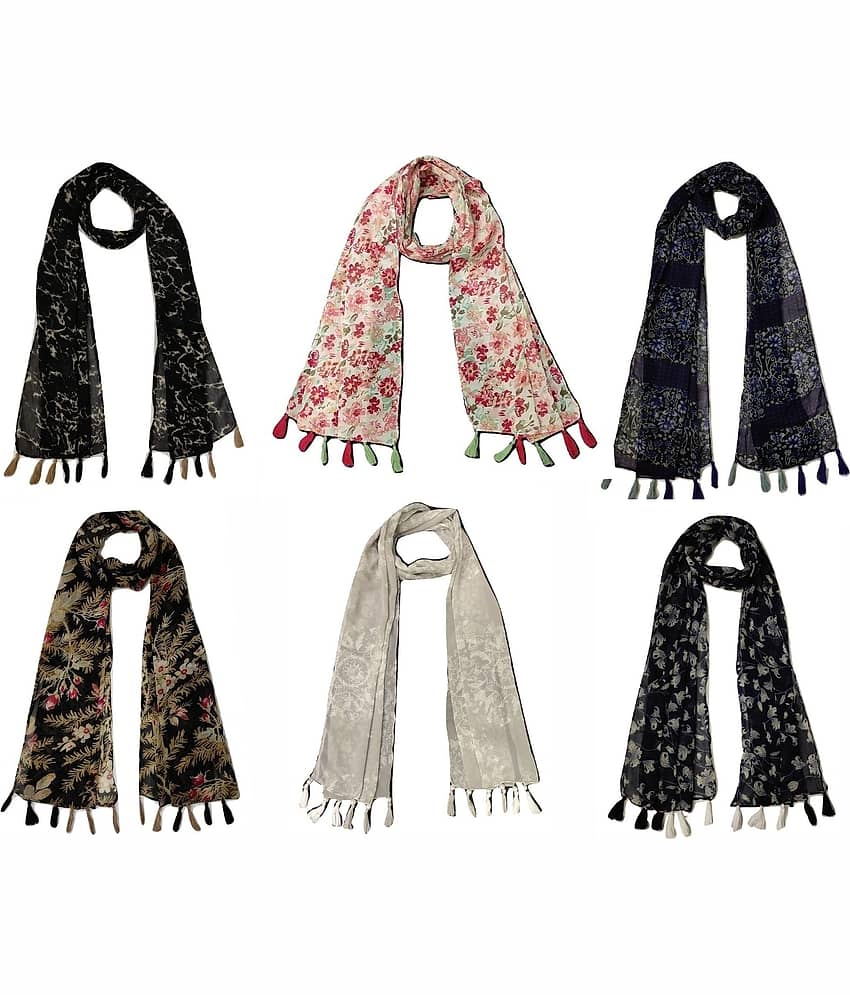 stolevilla Multi Printed Poly Cotton Yarn Stoles ( Pack of 6 ) - Dupattas & Shawls | Buy online on ZillyBuy
