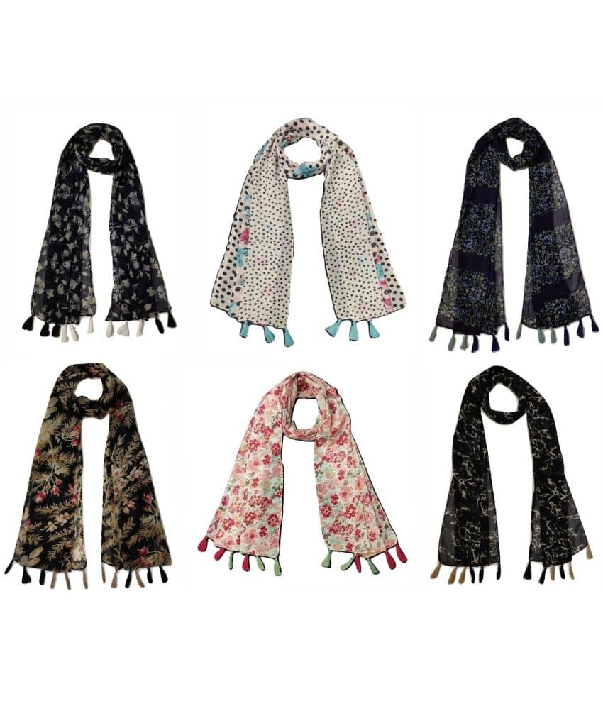 stolevilla Multi Printed Poly Cotton Yarn Stoles ( Pack of 6 ) - Dupattas & Shawls | Buy online on ZillyBuy