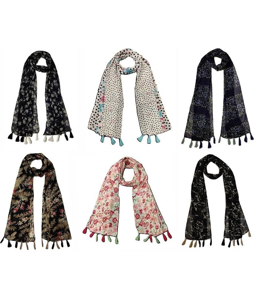 stolevilla Multi Printed Poly Cotton Yarn Stoles ( Pack of 6 ) - Dupattas & Shawls | Buy online on ZillyBuy