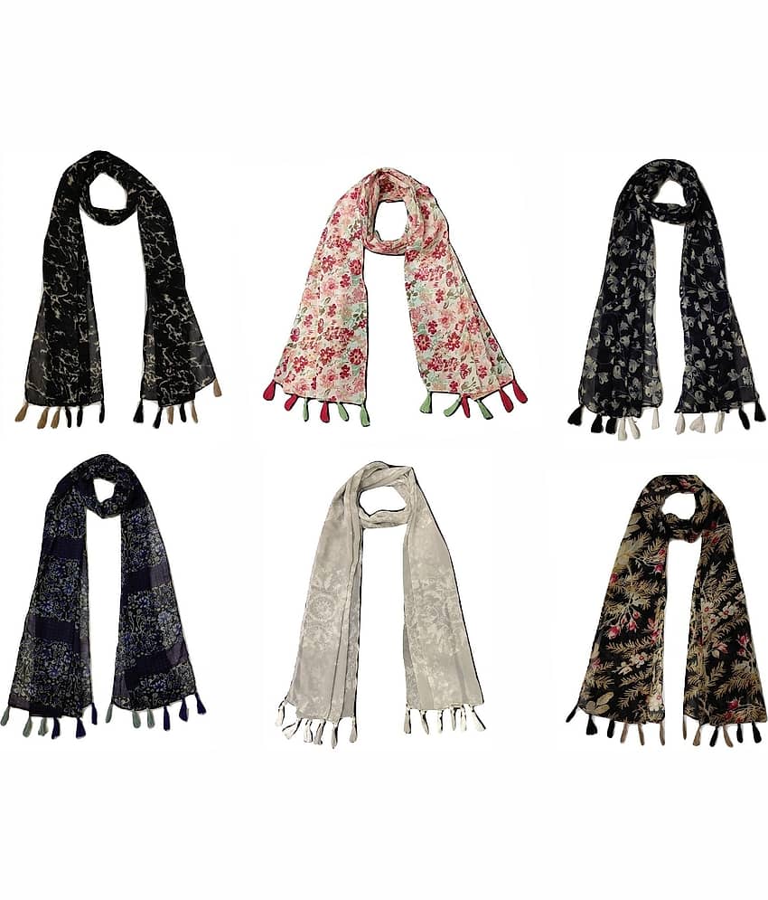 stolevilla Multi Printed Poly Cotton Yarn Stoles ( Pack of 6 ) - Dupattas & Shawls | Buy online on ZillyBuy
