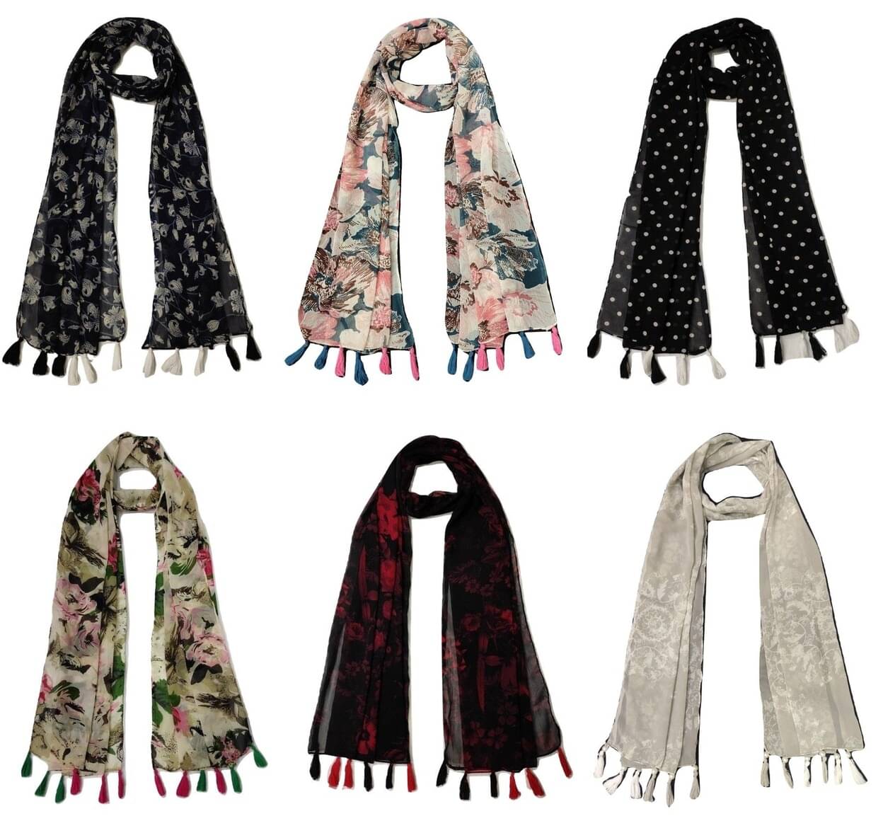 stolevilla Multi Printed Poly Cotton Yarn Stoles ( Pack of 6 ) stolevilla Multi Printed Poly Cotton Yarn Stoles ( Pack of 6 )