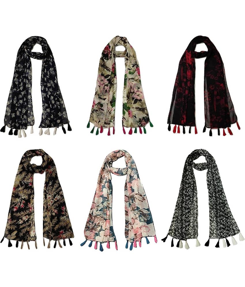stolevilla Multi Printed Poly Cotton Yarn Stoles ( Pack of 6 ) - Dupattas & Shawls | Buy online on ZillyBuy