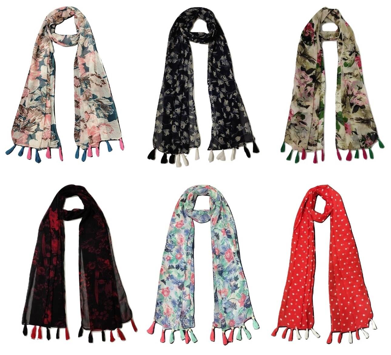 stolevilla Multi Printed Poly Cotton Yarn Stoles ( Pack of 6 ) stolevilla Multi Printed Poly Cotton Yarn Stoles ( Pack of 6 )