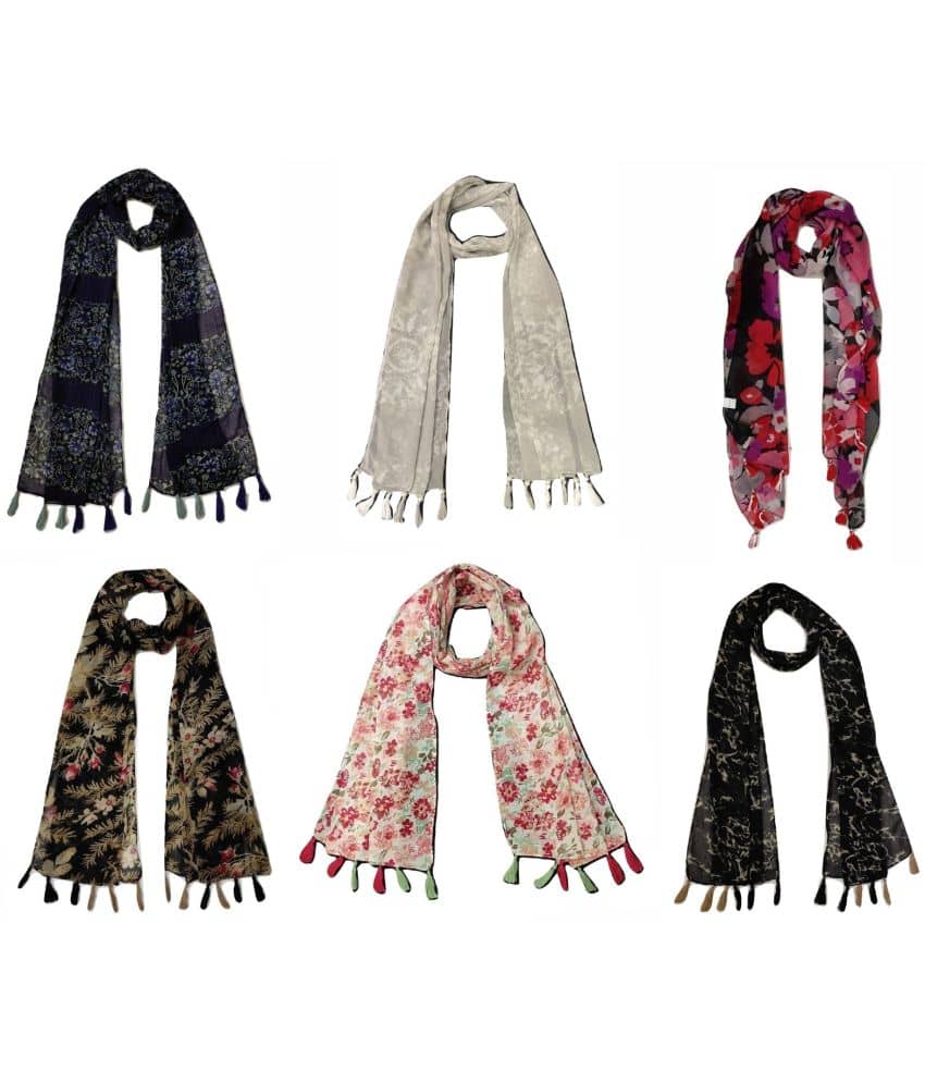 stolevilla Multi Printed Poly Cotton Yarn Stoles ( Pack of 6 ) - Dupattas & Shawls | Buy online on ZillyBuy