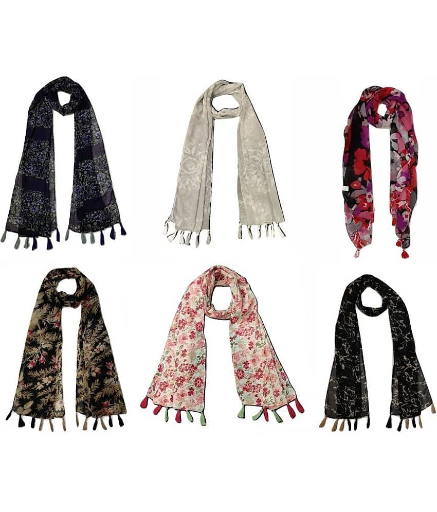 stolevilla Multi Printed Poly Cotton Yarn Stoles ( Pack of 6 ) - Dupattas & Shawls | Buy online on ZillyBuy