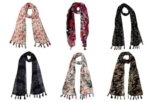 stolevilla Multi Printed Poly Cotton Yarn Stoles ( Pack of 6 ) stolevilla Multi Printed Poly Cotton Yarn Stoles ( Pack of 6 )