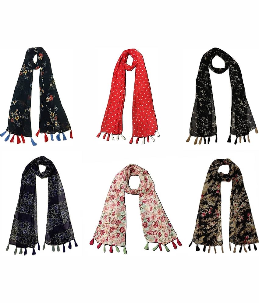 stolevilla Multi Printed Poly Cotton Yarn Stoles ( Pack of 6 ) - Dupattas & Shawls | Buy online on ZillyBuy