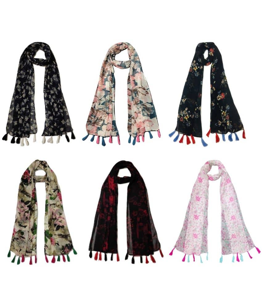 stolevilla Multi Printed Poly Cotton Yarn Stoles ( Pack of 6 ) - Dupattas & Shawls | Buy online on ZillyBuy