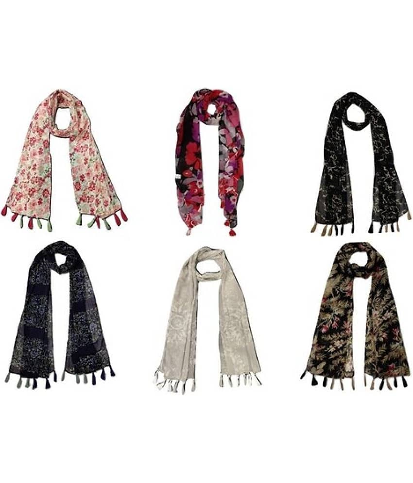 stolevilla Multi Printed Poly Cotton Yarn Stoles ( Pack of 6 ) - Dupattas & Shawls | Buy online on ZillyBuy