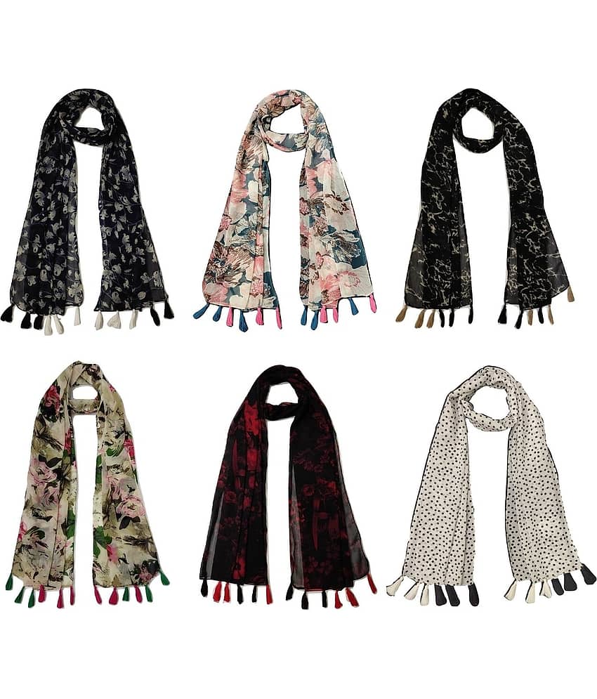 stolevilla Multi Printed Poly Cotton Yarn Stoles ( Pack of 6 ) - Dupattas & Shawls | Buy online on ZillyBuy