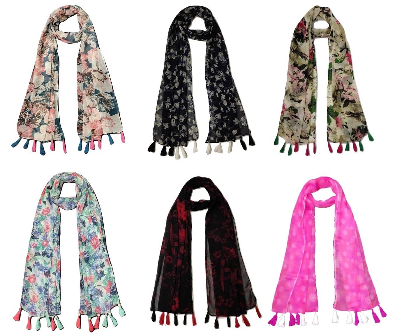 stolevilla Multi Printed Poly Cotton Yarn Stoles ( Pack of 6 ) stolevilla Multi Printed Poly Cotton Yarn Stoles ( Pack of 6 )