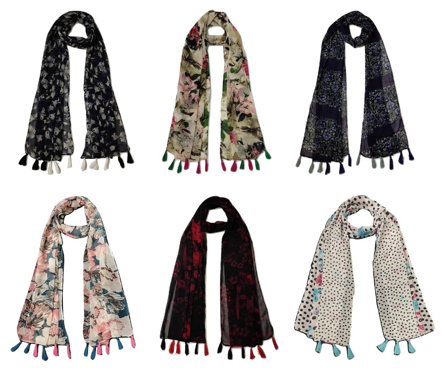 stolevilla Multi Printed Poly Cotton Yarn Stoles ( Pack of 6 ) stolevilla Multi Printed Poly Cotton Yarn Stoles ( Pack of 6 )