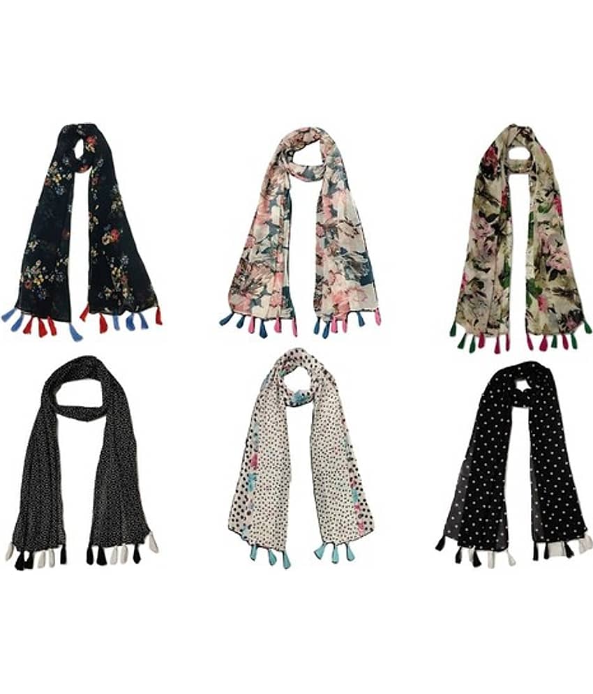 stolevilla Multi Printed Poly Cotton Yarn Stoles ( Pack of 6 ) - Dupattas & Shawls | Buy online on ZillyBuy
