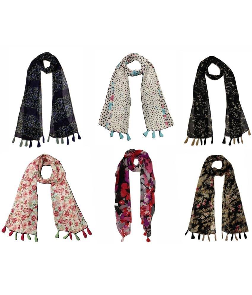 stolevilla Multi Printed Poly Cotton Yarn Stoles ( Pack of 6 ) stolevilla Multi Printed Poly Cotton Yarn Stoles ( Pack of 6 )