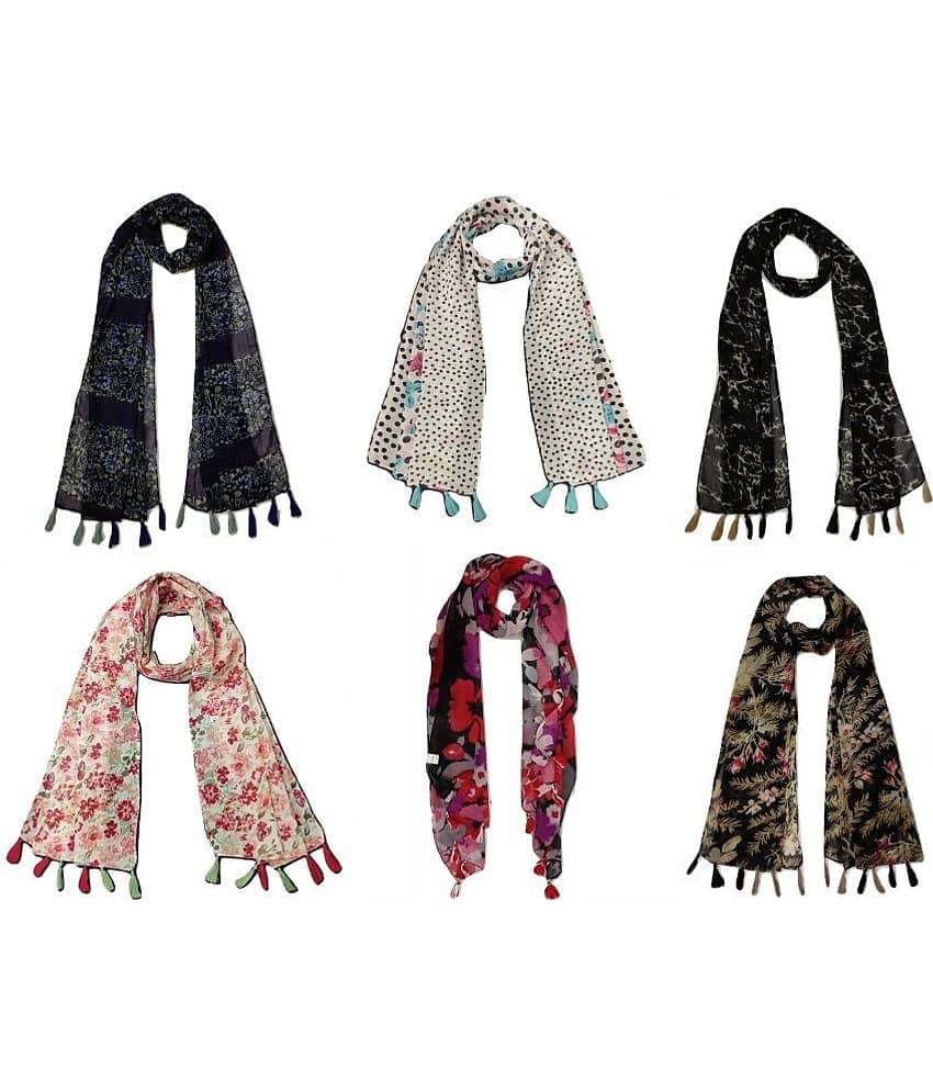 stolevilla Multi Printed Poly Cotton Yarn Stoles ( Pack of 6 ) - Dupattas & Shawls | Buy online on ZillyBuy