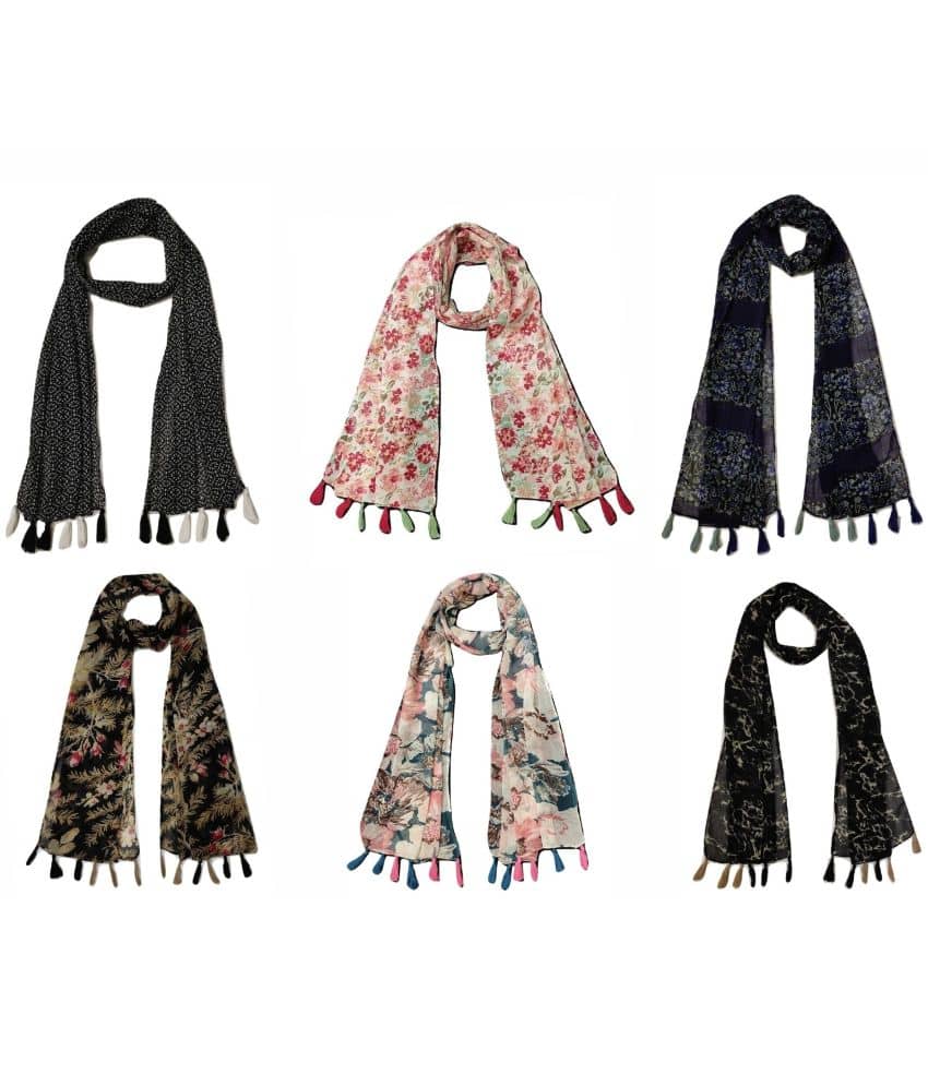stolevilla Multi Printed Poly Cotton Yarn Stoles ( Pack of 6 ) - Dupattas & Shawls | Buy online on ZillyBuy