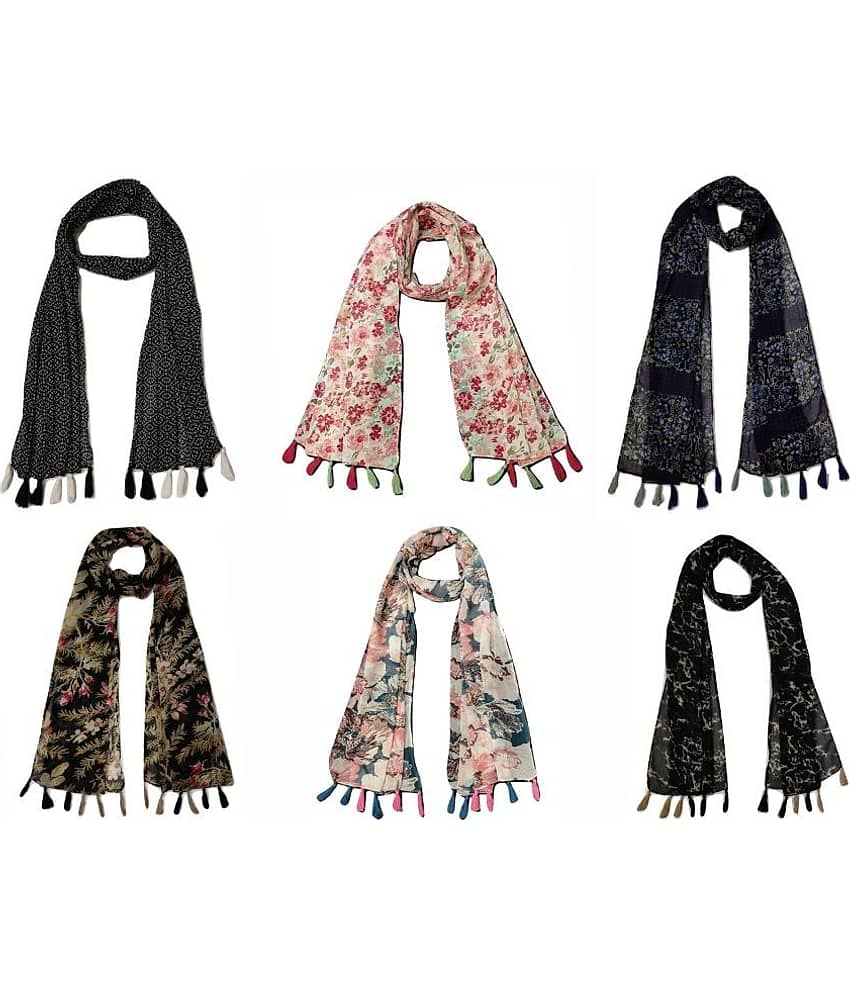 stolevilla Multi Printed Poly Cotton Yarn Stoles ( Pack of 6 ) - Dupattas & Shawls | Buy online on ZillyBuy