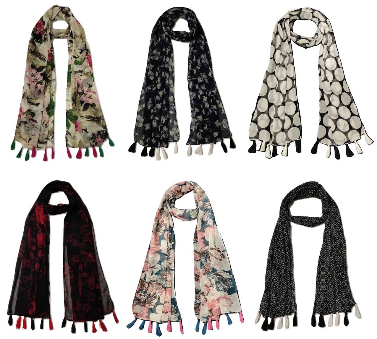 stolevilla Multi Printed Poly Cotton Yarn Stoles ( Pack of 6 ) stolevilla Multi Printed Poly Cotton Yarn Stoles ( Pack of 6 )