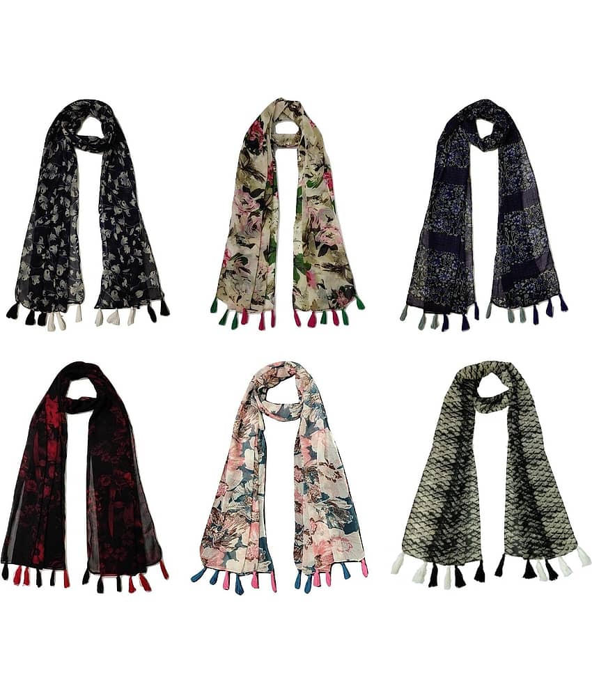 stolevilla Multi Printed Poly Cotton Yarn Stoles ( Pack of 6 ) - Dupattas & Shawls | Buy online on ZillyBuy