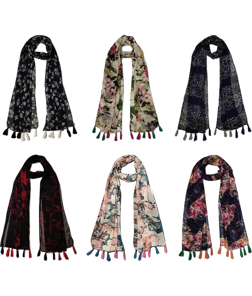 stolevilla Multi Printed Poly Cotton Yarn Stoles ( Pack of 6 ) - Dupattas & Shawls | Buy online on ZillyBuy